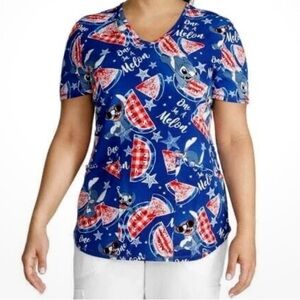 Disney Lilo and Stitch Scrub Top pockets M/L